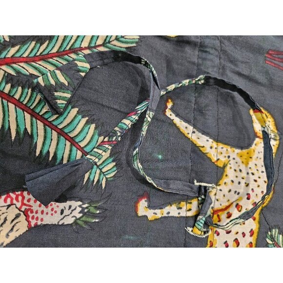 Just Darving Jungly Kaftan Dress Navy Exotic Animal Print & Palm Leaves One Size - Picture 9 of 15